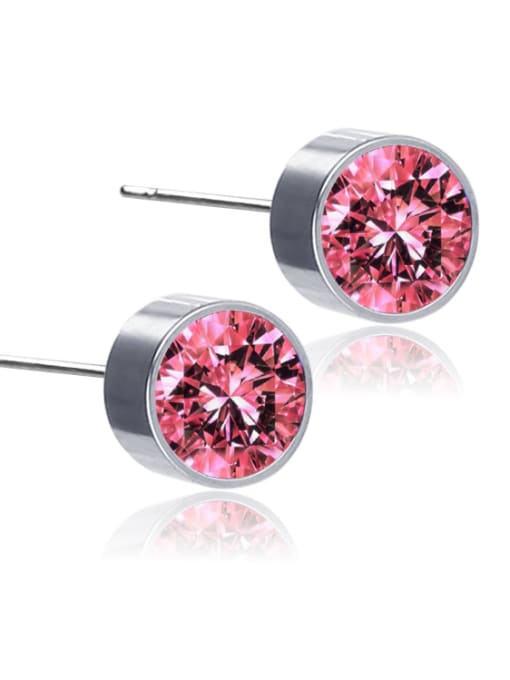 Titanium pink drill Stainless Steel With Silver Plated Simplistic Geometric Stud Earrings
