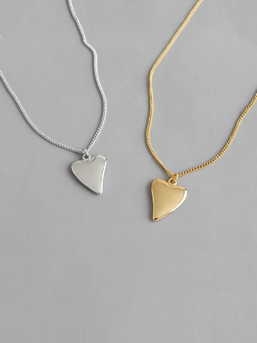 DAKA 925 Sterling Silver With Smooth Simplistic Heart Locket Necklace