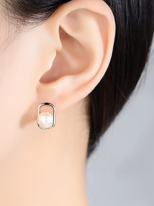 CCUI Sterling silver natural 8-8.5mm pearl earrings 2