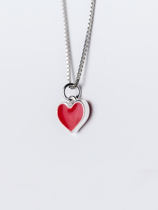 Rosh Lovely Red Heart Shaped S925 Silver Glue Pendant 1