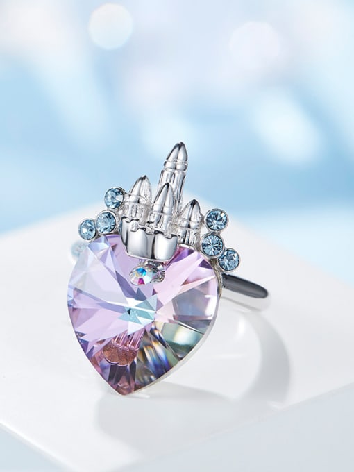 CEIDAI 925 Silver Crystal Heart-shaped Statement Ring 3