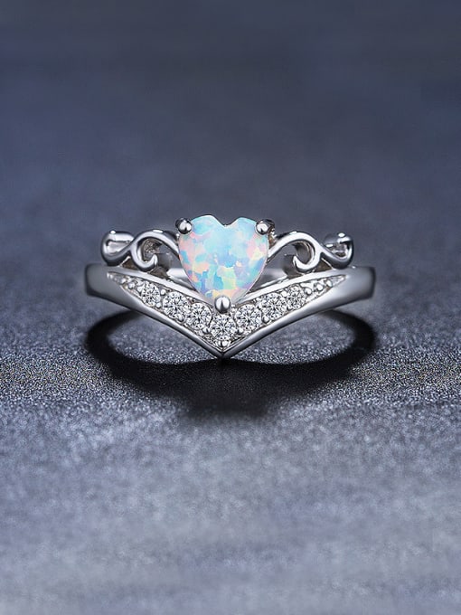 White Heart Opal Stone Ring