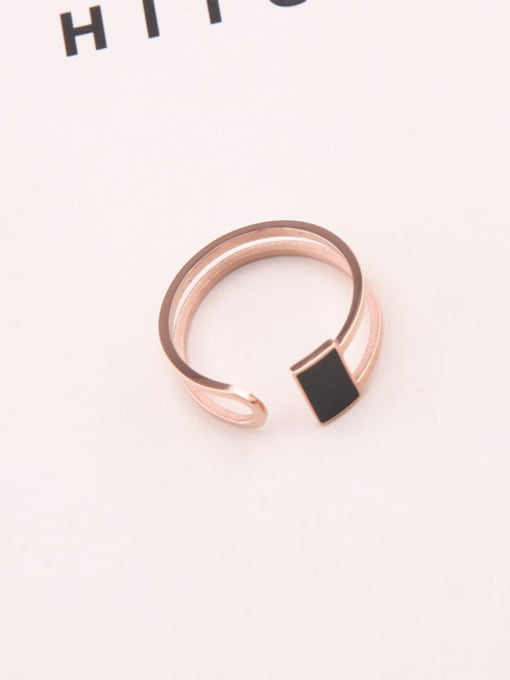 GROSE Fashion Square Black Glue Double Lines Open Ring