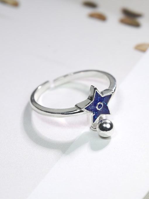 Peng Yuan Personalized Purple Star Little Bell 925 Silver Opening Ring 2