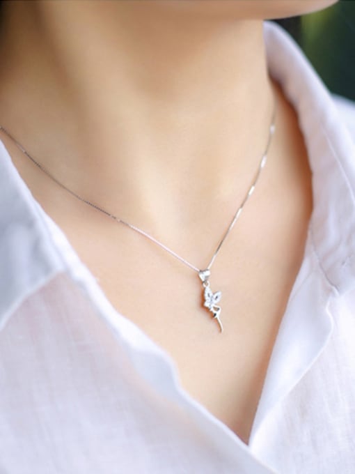 Rosh S925 silver beautiful angel zircon necklace 2