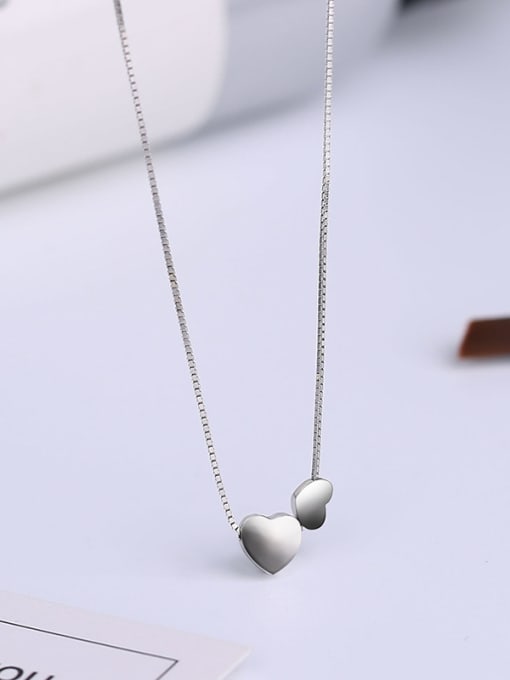 One Silver Double Heart Necklace 1