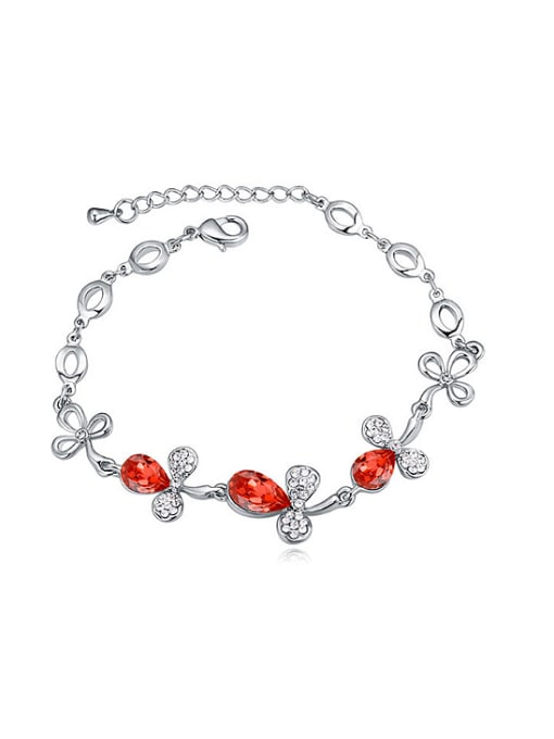 Red Fashion austrian Crystals Flowers Alloy Bracelet