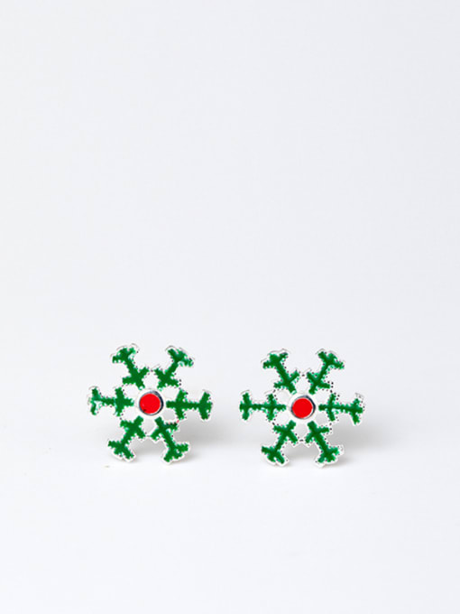 SILVER MI Tiny Christmas Snowflake 925 Silver Stud Earrings 0