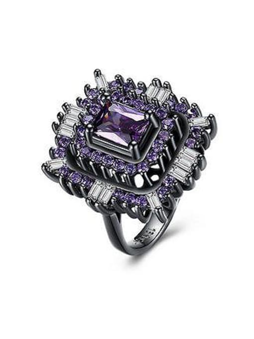 Purple 12# Exaggerated Zircon Gun Color Plated Ring