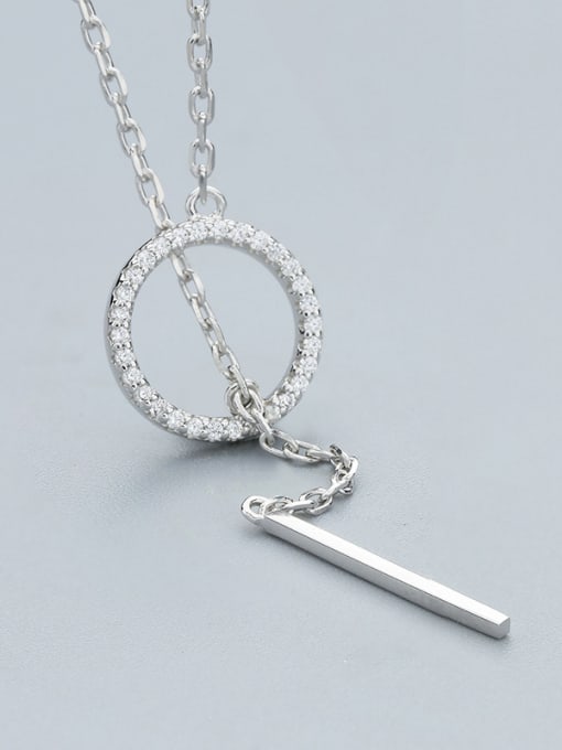 One Silver Simple Circle Zircon Necklace 2