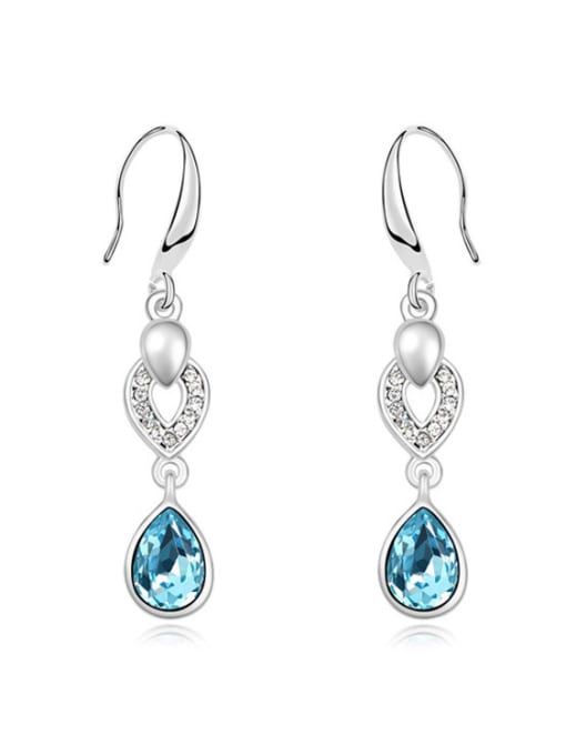 blue Fashion Water Drop austrian Crystals Heart Alloy Earrings