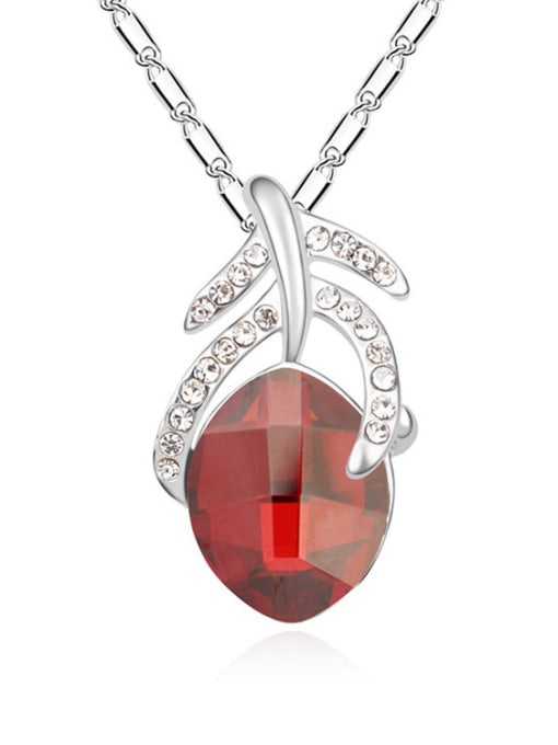 red Fashion Oval Tiny austrian Crystals-covered Pendant Alloy Necklace