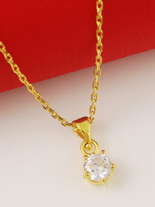 Yi Heng Da Fashion 24K Gold Plated Round Shaped Rhinestone Necklace 2