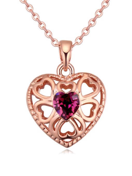 purple Fashion Hollow Heart austrian Crystal Alloy Necklace