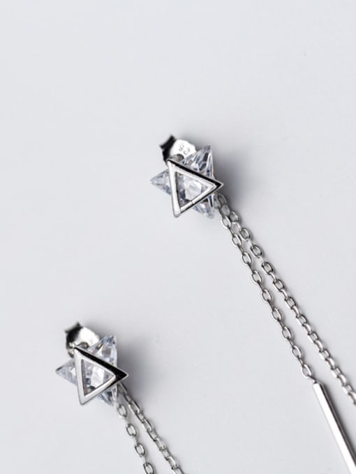 Rosh Fresh Triangle Shaped Zircon S925 Silver Drop Earrings 1