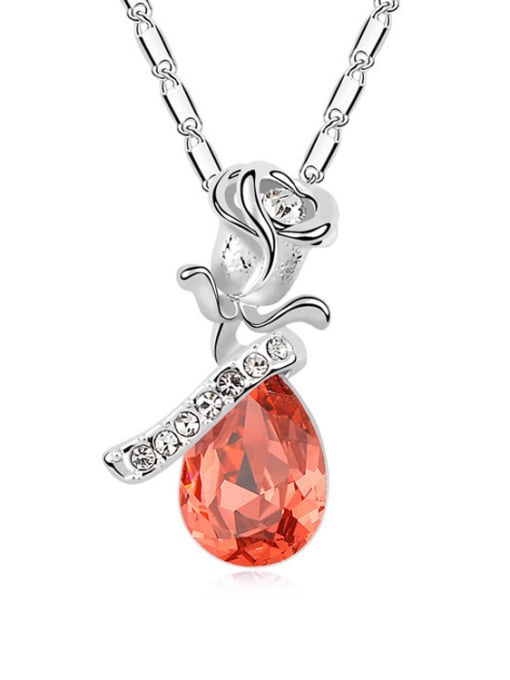 orange Fashion Rosary Flower Water Drop austrian Crystal Alloy Necklace