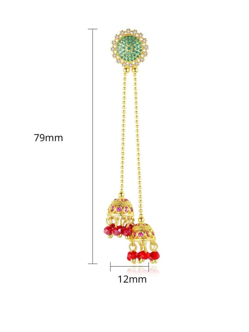 BLING SU Copper With Gold Plated Trendy Flower Threader Earrings 4