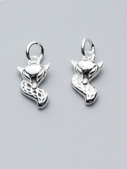 FAN 925 Sterling Silver With Silver Plated Cute fox Charms 0