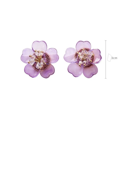 Girlhood Alloy With Rose Gold Plated Simplistic Flower Stud Earrings 4