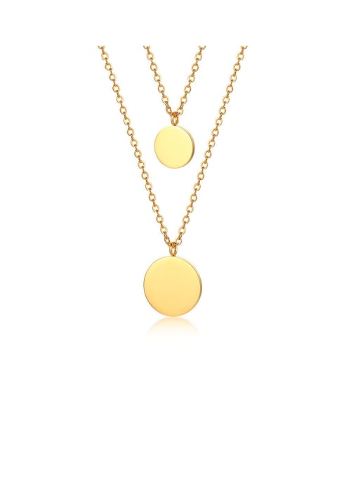 CONG Stainless Steel With Gold Plated Simplistic Round Necklaces 0