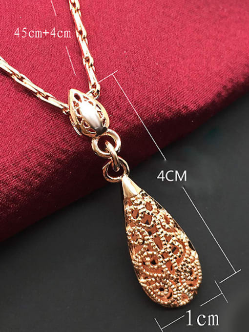 Ya Heng Fashion Hollow Water Drop Shaped Pendant Copper Necklace 1