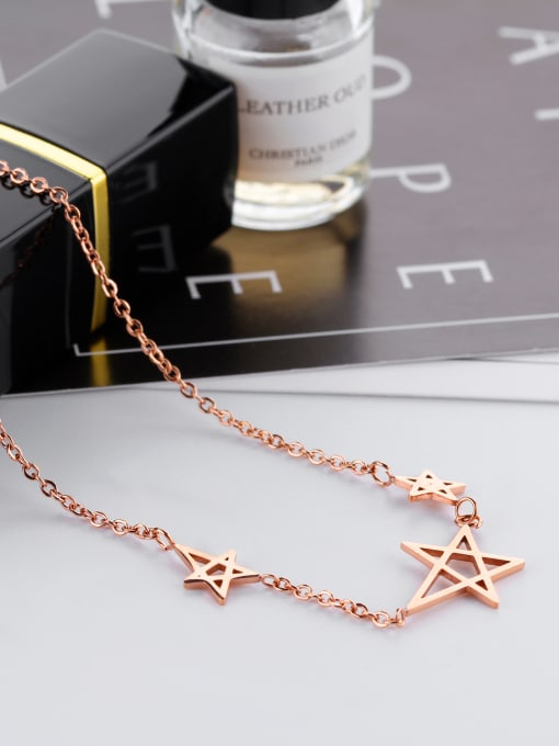 Open Sky Simple Little Stars Rose Gold Plated Titanium Necklace 2