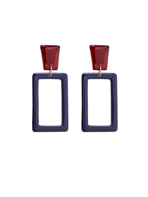 B Blue Alloy With Platinum Plated Simplistic Geometric Drop Earrings