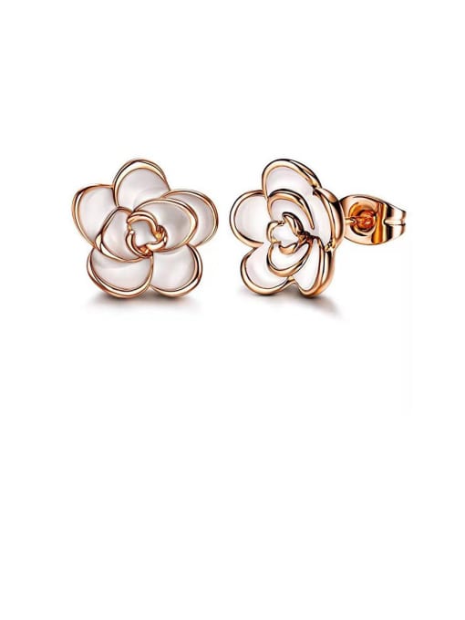 MATCH Copper With Rose Gold Plated Cute Flower Stud Earrings 0