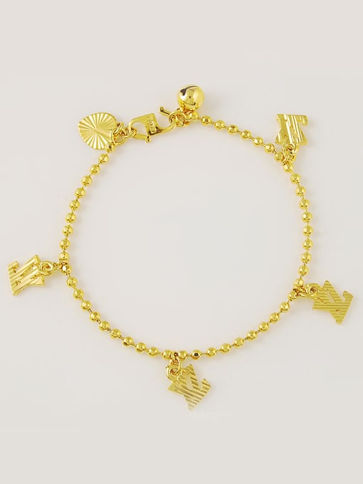 golden Fashionable 24K Gold Plated Letter Design Bracelet