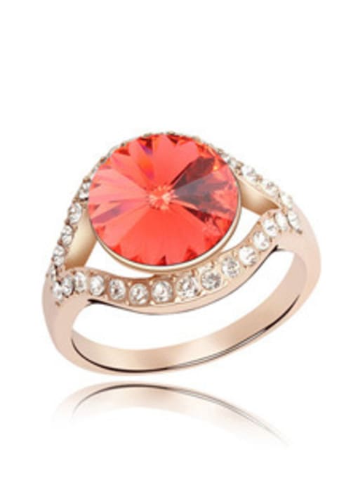 red Fashion Round austrian Crystal Champagne Gold Alloy Ring