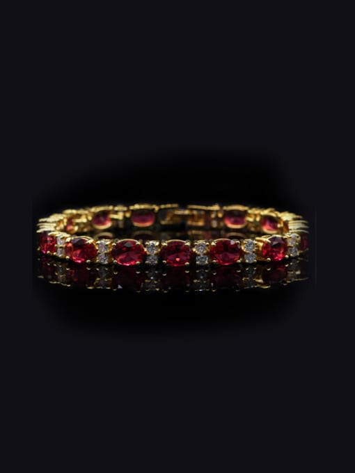 Red 17Cm Western Style Zircons Copper Bracelet