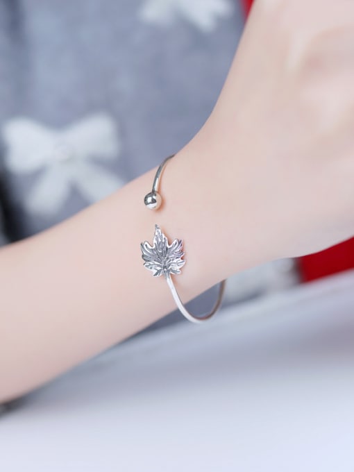 Peng Yuan Maple Leaf Silver Opening Bangle 1