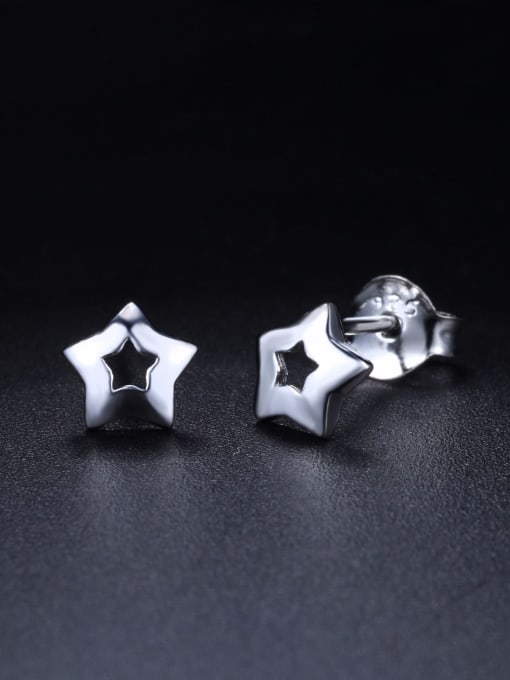 ZK Simple Tiny Hollow Star 925 Silver Stud Earrnigs 2