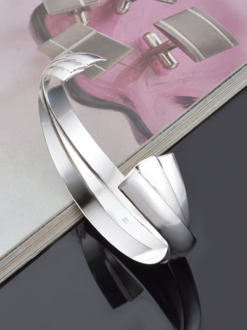 Ya Heng Simple Copper Silver Plated Opening Bangle 2