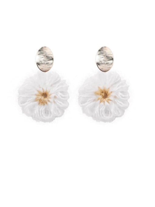Girlhood Alloy With Rose Gold Plated Personality  Wool Flower Drop Earrings 2