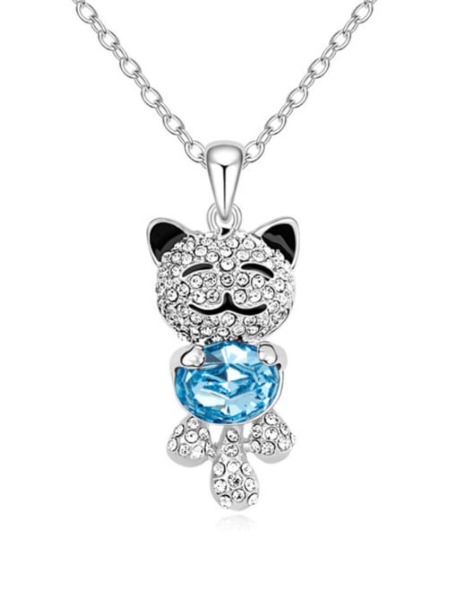 blue Chanz using austrian Elements Crystal Necklace Angel Bear cartoon Pendant