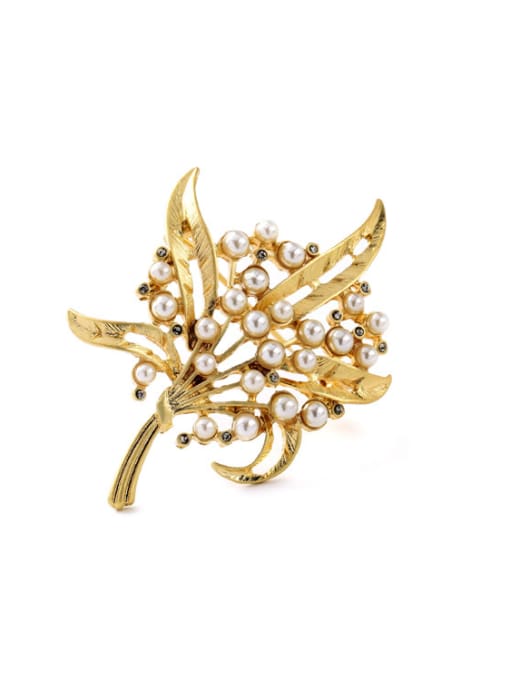 KM Gold Plated Leaves Shaped Brooch 0