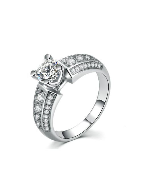 ZK Noble Elegant Engagement Ring with Shining Zircons