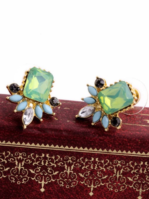 KM Alloy Gold Plated Artificial Stones stud Earring 2