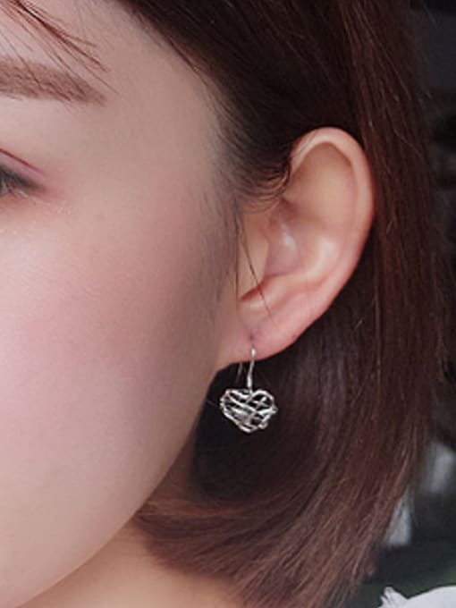 Peng Yuan Asymmetrical Hollow Star Heart-shaped Zircon Earrings 2
