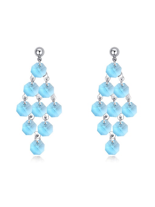 blue Exaggerated Cubic austrian Crystals Alloy Drop Earrings
