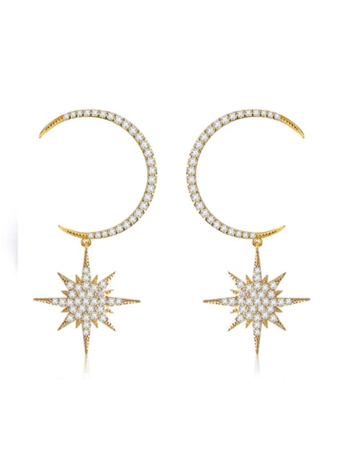 ALI New exaggerated big circle moon and Star Earrings 0