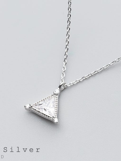 S925 Silver Necklace - Silver S925 Silver Necklace Pendant wind fashion Diamond Diamond Pendant temperament geometric collar chain D4323