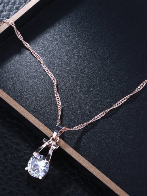 Ronaldo Alloy Rose Gold Plated Zircon Bowknot Shaped Two Pieces Jewelry Set 3