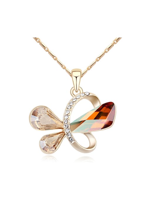 QIANZI Exquisite Elegant austrian Crystals Butterfly Pendant Alloy Necklace 0