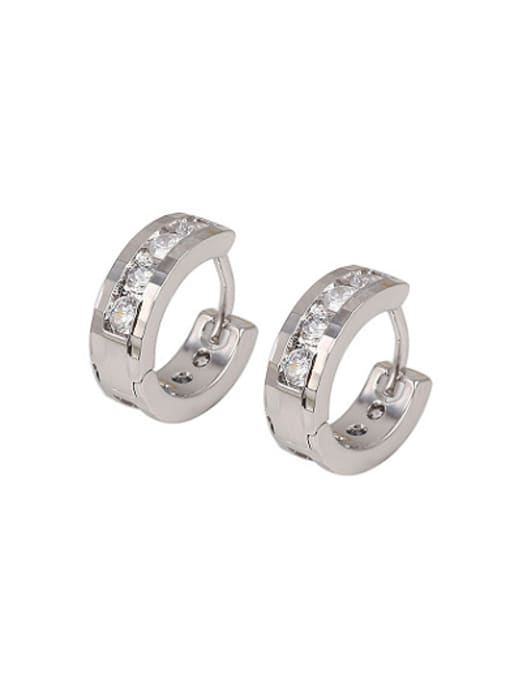 White Copper Alloy White Gold Plated Fashion Zircon Clip clip on earring