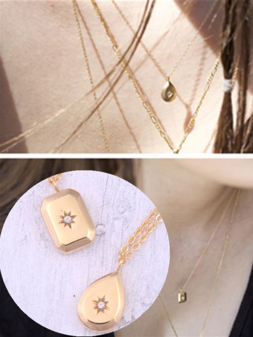 GROSE Titanium With Gold Plated Simplistic Smooth Geometric Necklaces 1