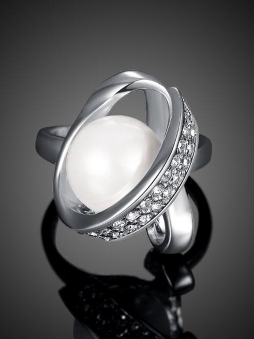 OUXI Simple Artificial Pearl Rhinestones Ring 2