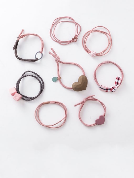 A Pink Alloy With Rose Gold Plated Simplistic Heart Hair Ropes