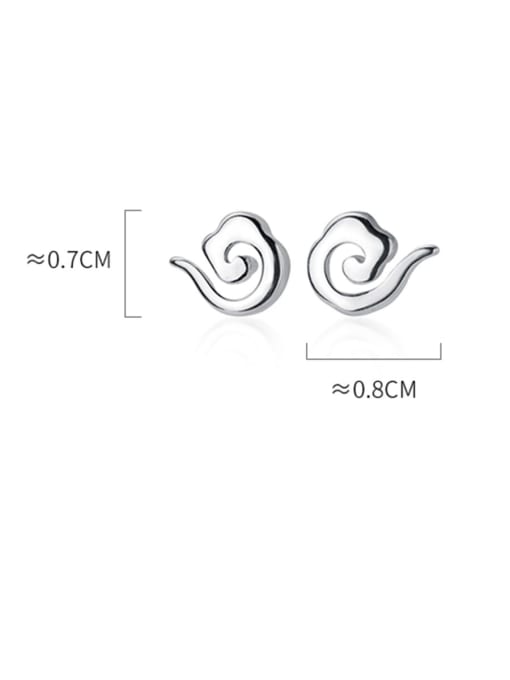 Rosh 925 Sterling Silver With Platinum Plated Cute snails  Stud Earrings 2